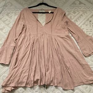 IJoah Mauve Mini Dress with Flared Sleeves